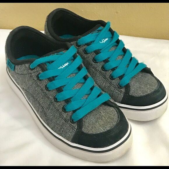 Vans Off the Wall Wool Blk/Whi Teal Laces WMS SZ 5 - Picture 1 of 8
